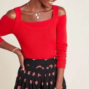 nwot anthropologie cold shoulder ribbed sweater top